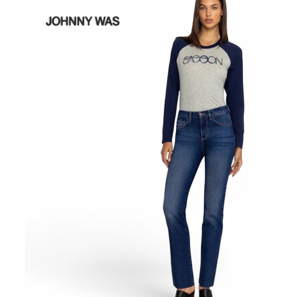 Johnny Was Medium Rinse Wash Sancere Straight Leg Jeans RD0424-7